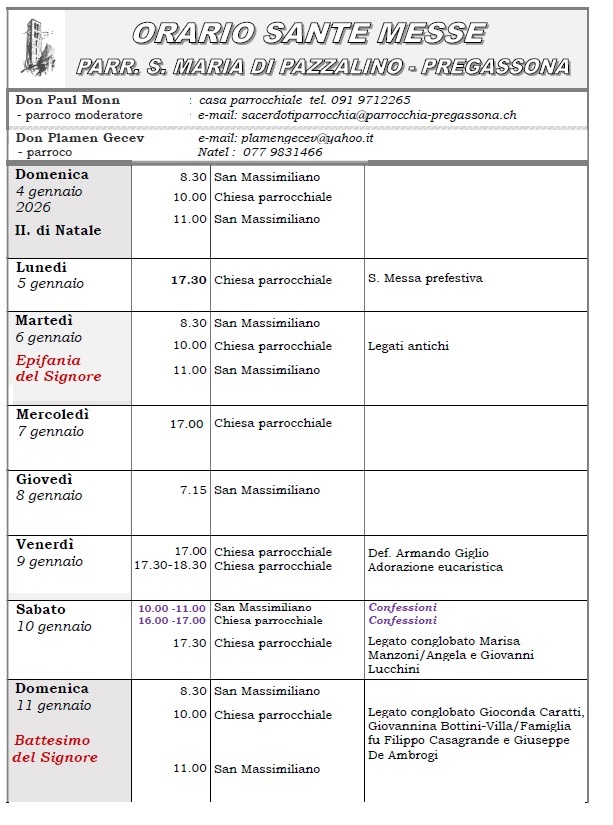 Programma settimanale